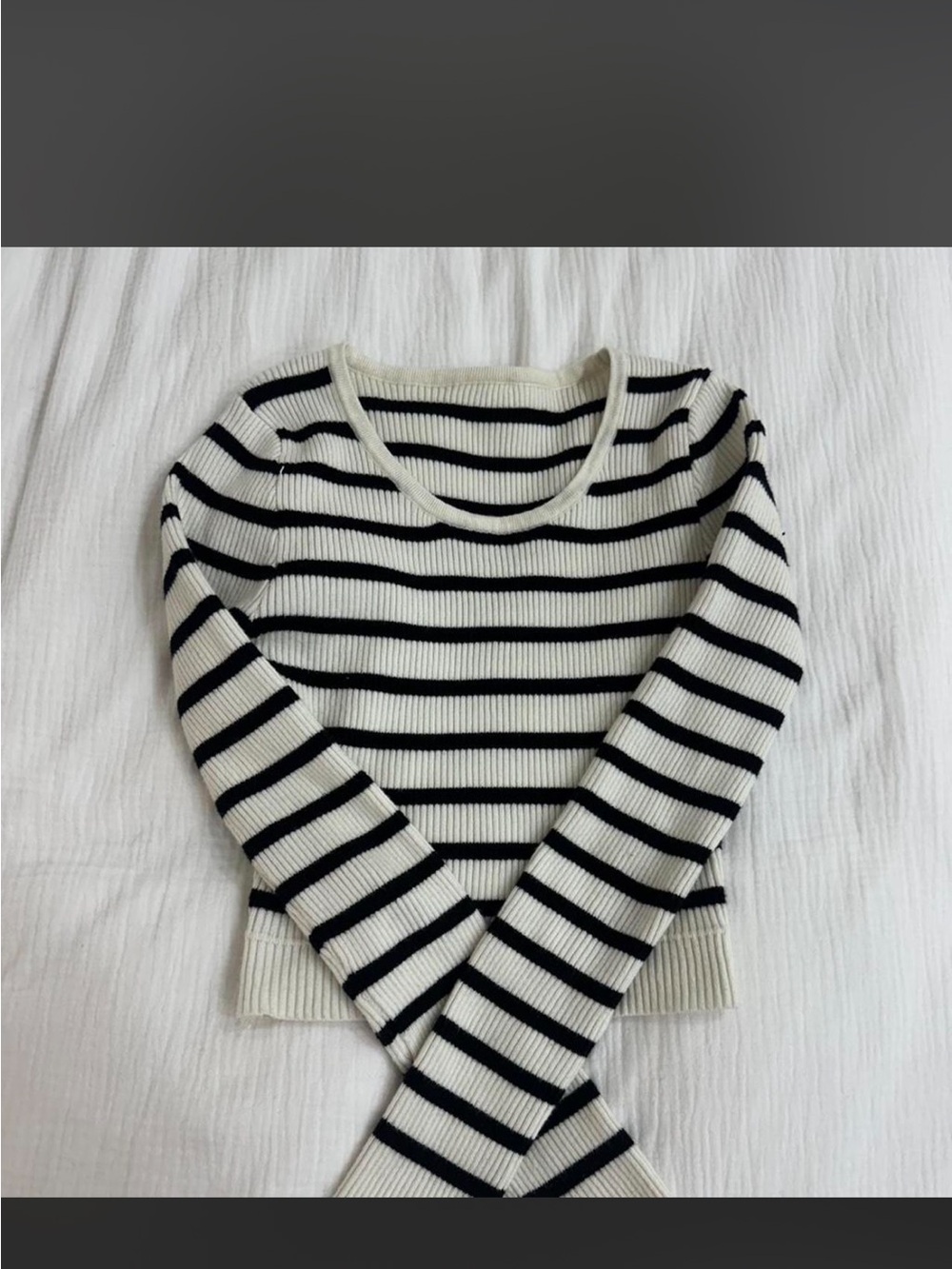 Striped Ribbed Sweater - Black & Cream